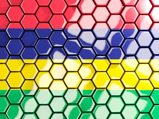 Obraz premium Flag of mauritius, hexagon mosaic background