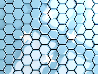 Flag of micronesia, hexagon mosaic background