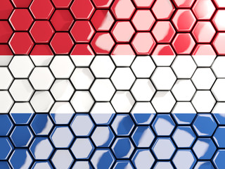 Flag of netherlands, hexagon mosaic background