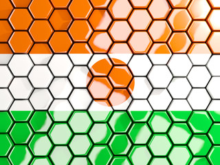 Flag of niger, hexagon mosaic background