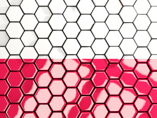 Flag of poland, hexagon mosaic background