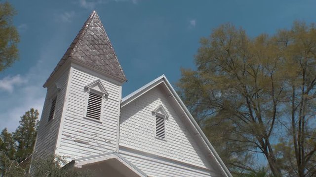 Establishing Shot of Old Wooden Church Building, 4K