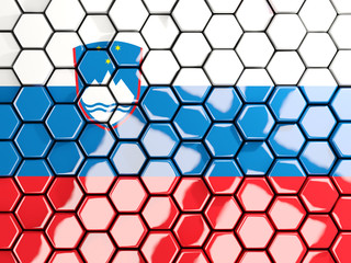 Flag of slovenia, hexagon mosaic background