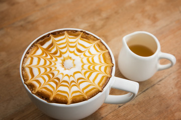 Coffee in white cup vintage style