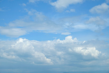 Blue and white clouds for background.