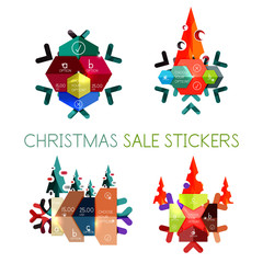 Paper Christmas Greeting Card Banners with text. Holiday geometric templates