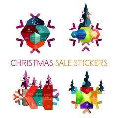 Paper Christmas Greeting Card Banners with text. Holiday geometric templates