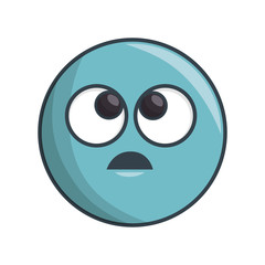 face circle emoticon kawaii style vector illustration design