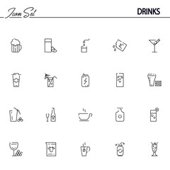 Drinks flat icon or logo set for web design. 