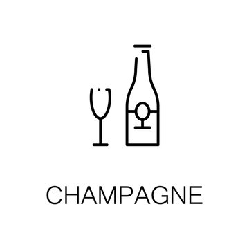 Champagne flat icon or logo for web design.