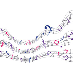 Music note icon. Sound melody pentagram and musical theme. Isolated design. Vector illustration