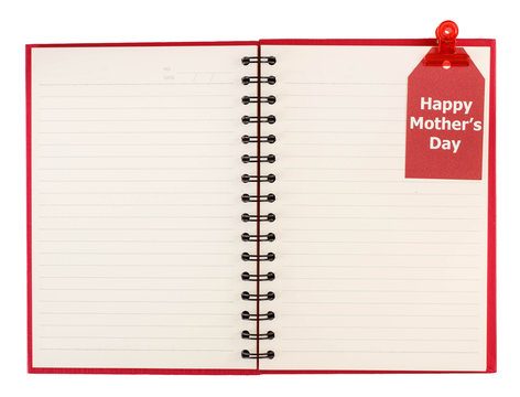 Blank notebook with happy mother day tag