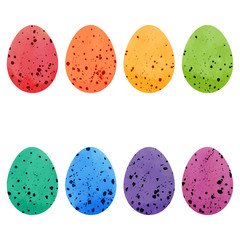 Watercolor Easter eggs set. 