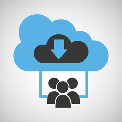 cloud connection social media group download vector illustration eps 10