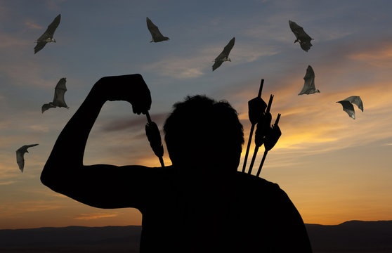 Silhouette of a witch-hunter of arrows