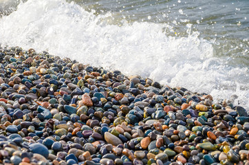 The beach and the coastline in Batumi, Georgia.