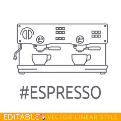 Modern thin line icon of coffee machine. Premium quality outline symbol for graphic design. Mono linear pictograms, infographics and web element picture