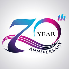 anniversary emblems 70 in anniversary concept template design - obrazy, fototapety, plakaty