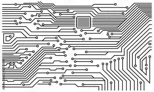 electronic circuit board with processor vector illustration\