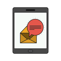 Envelope and tablet icon. Email message letter marketing and communication theme. Isolated design. Vector illustration