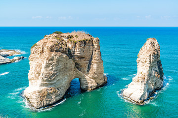 Pigeon Rocks at Raouche in Beirut, Lebanon.