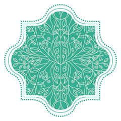 leaves ornament inside frame icon. Banner sticker badge and decorative theme. Isolated design. Vector illustration