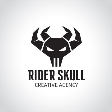 Rider skull logo, skull logo template.