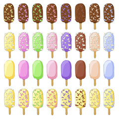 A lot of tasty ice cream on a stick