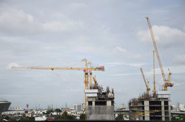 Fototapeta na wymiar Building business construction site in Nonthaburi, Thailand