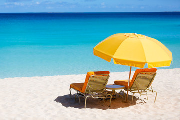 sunbeds at the beach