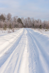 Fototapeta na wymiar road on a cold winter day