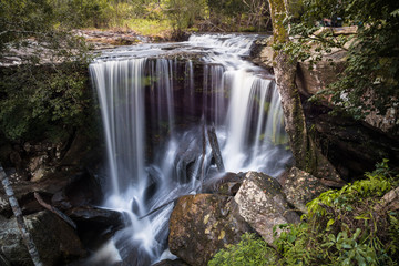 Fototapeta premium Pen Pob Mai Waterfall in Phu Kradueng National Park of Loei province of Thailand.