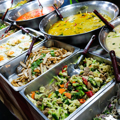 Many kind of Thai food sell in street market , Thailand