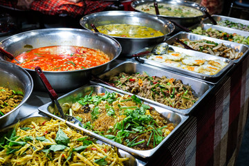 Many kind of Thai food sell in street market , Thailand