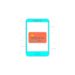 Mobile card pay icon or illustration in outline style