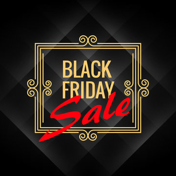 black friday sale poster with artistic frame decoration on black