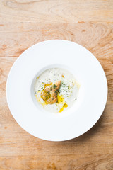Foie gras with penne cream sauce