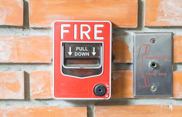 Fire Alarm with brick Wall, Fire Alarm with orange Wall