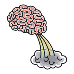 Brain and cloud draw icon. Big idea creativity imagination and inspiration theme. Isolated design. Vector illustration