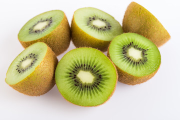Kiwi fruit group on white background