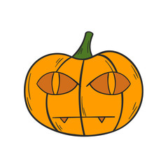 Vector cartoon hand drawn Halloween Pumpkin