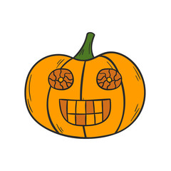 Vector cartoon hand drawn Halloween Pumpkin