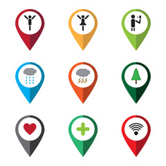 map pointer pin with different sign set,vector Illustration EPS10