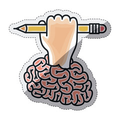 Brain and pencil draw icon. Big idea creativity imagination and inspiration theme. Isolated design. Vector illustration