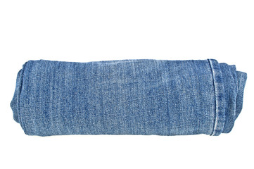 Blue jeans on a white background