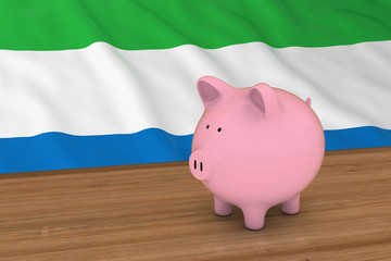 Sierra Leone Finance Concept - Piggybank in front of Sierra Leonean Flag 3D Illustration