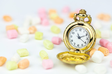 vintage pocket watch and candied fruit jelly