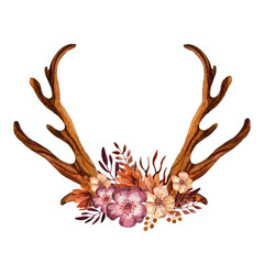 Watercolor floral antler.