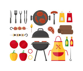 Barbecue and Grill Set. Vector