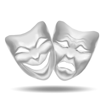 Template Blank White Mask Theatre. Vector